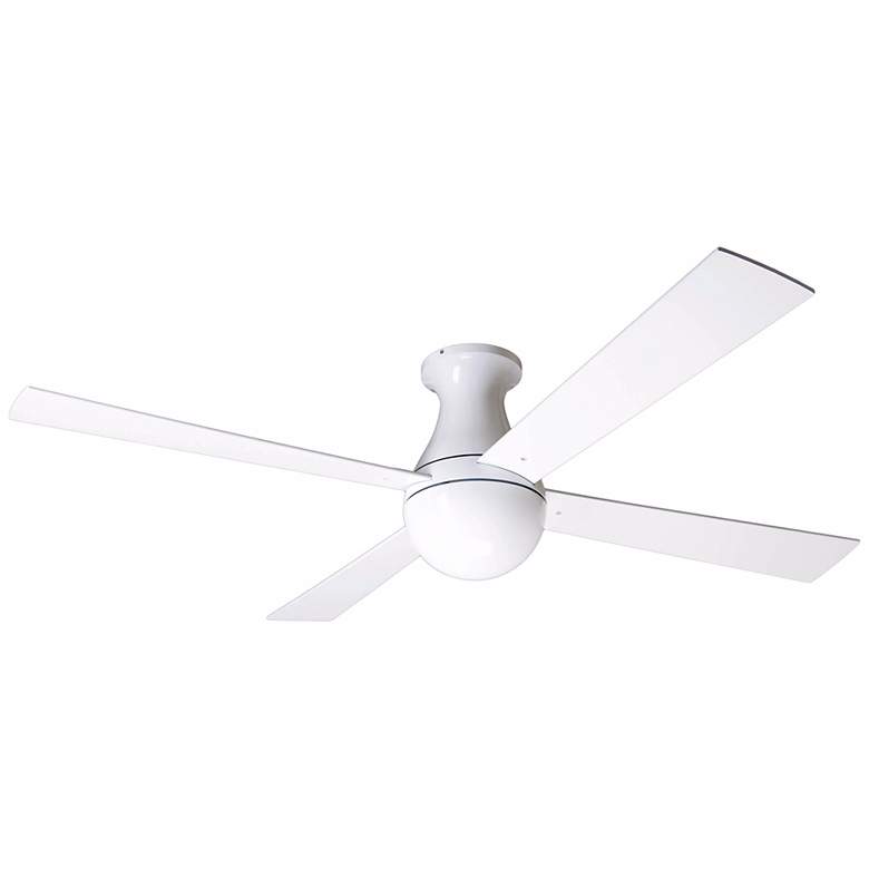 Image 2 52 inch Modern Fan Ball Gloss White Hugger Ceiling Fan with Wall Control