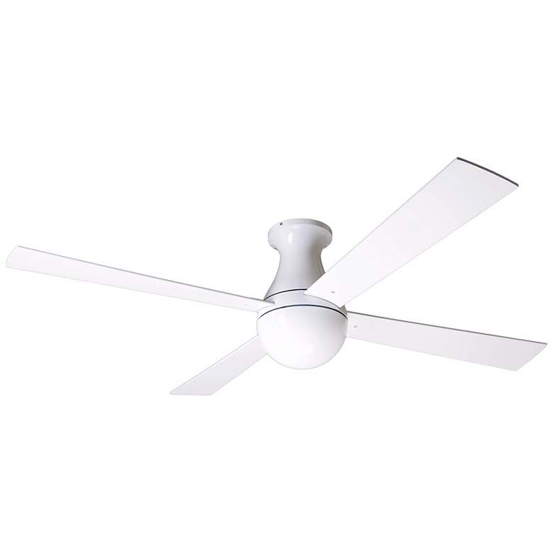 Image 2 52" Modern Fan Ball Gloss White Hugger Ceiling Fan with Wall Control