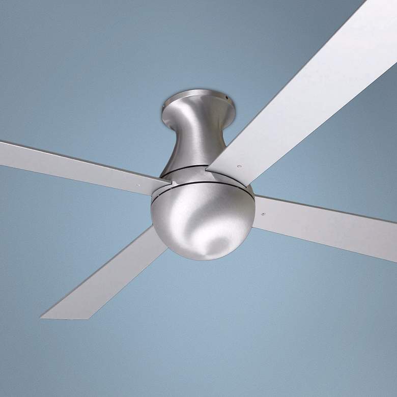Image 1 52" Modern Fan Ball Hugger Brushed Aluminum Ceiling Fan with Remote