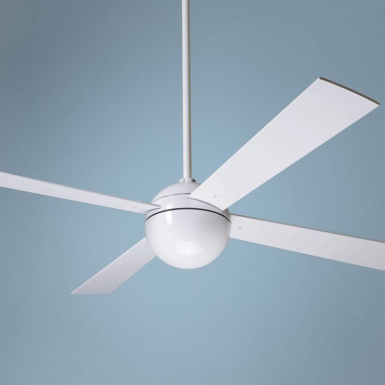 Image 2 52" Modern Fan Company Gloss White Ball Ceiling Fan with Wall Control