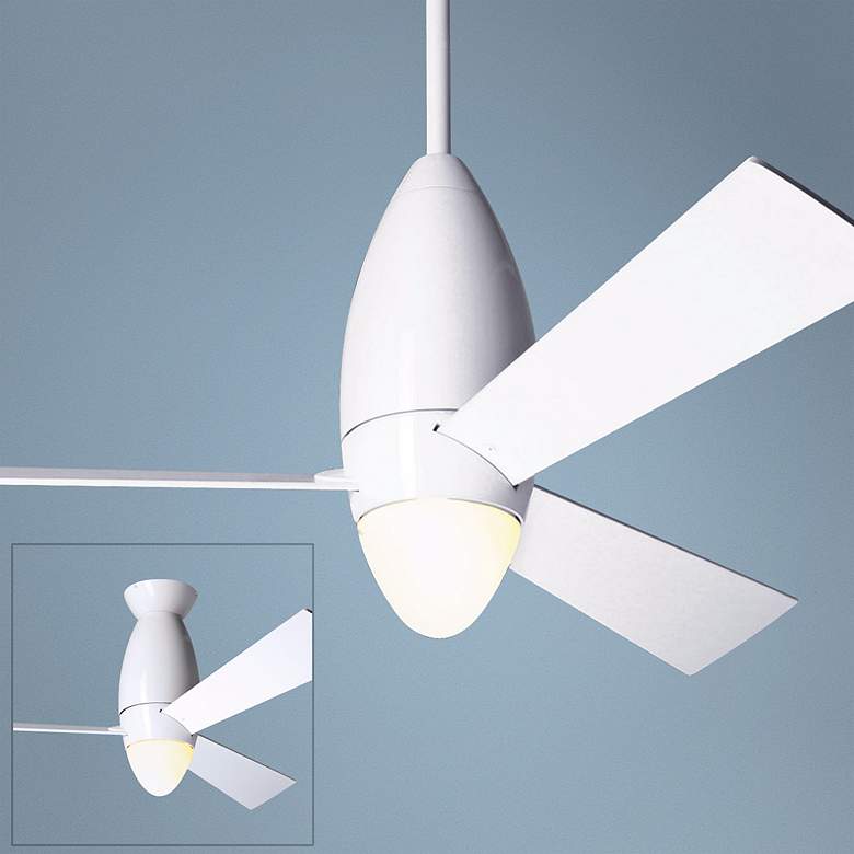 Image 1 52 inch Modern Fan DC Slim Gloss White Ceiling Fan &amp; Light
