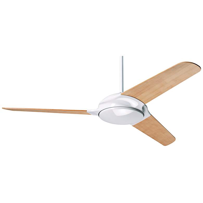 Image 2 52" Modern Fan Flow Bamboo - Gloss White Ceiling Fan with Wall Control