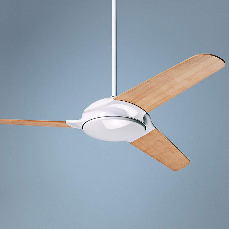 Image 1 52" Modern Fan Flow Bamboo - Gloss White Ceiling Fan with Wall Control
