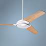 52" Modern Fan Flow Bamboo - Gloss White Ceiling Fan with Wall Control