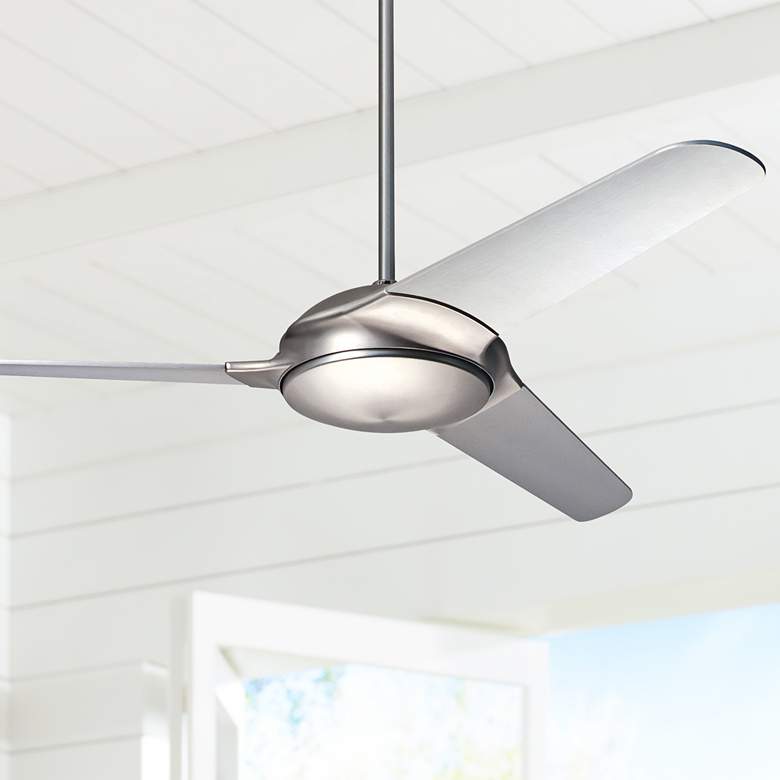 Image 1 52" Modern Fan Flow Matte Nickel Ceiling Fan with Wall Control