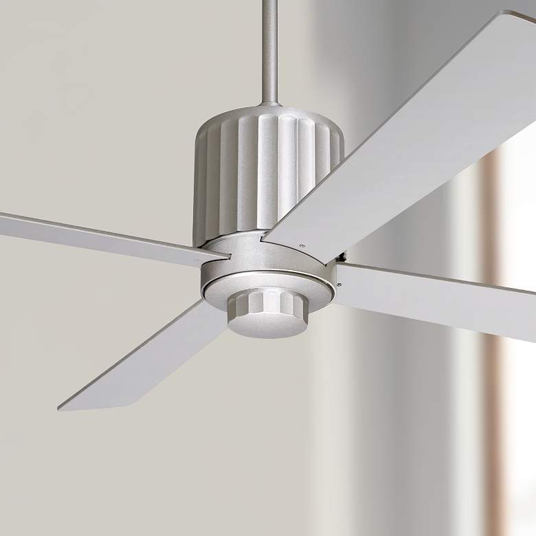 Image 1 52" Modern Fan Flute Textured Nickel Ceiling Fan with Wall Control