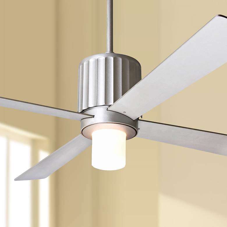 Image 1 52 inch Modern Fan Flute Textured Nickel LED Ceiling Fan with Wall Control