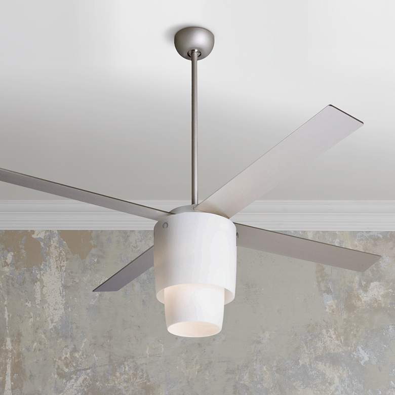 Image 1 52 inch Modern Fan Halo Nickel Opal Light Ceiling Fan