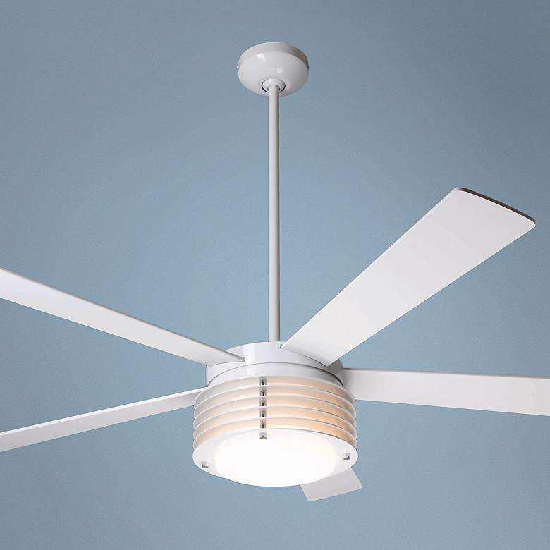 Image 1 52 inch Modern Fan Pharos Gloss White with Light Ceiling Fan
