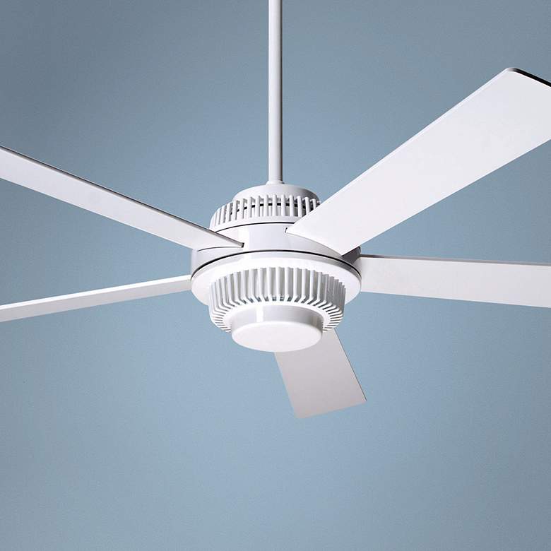 Image 1 52 inch Modern Fan Solus Gloss White Ceiling Fan with Wall Control