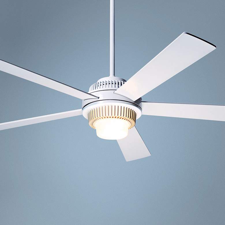 Image 1 52 inch Modern Fan Solus Gloss White Lighted Ceiling Fan