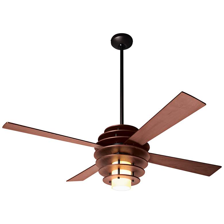 Image 2 52" Modern Fan Stella Mahogany Finish LED Ceiling Fan with Remote