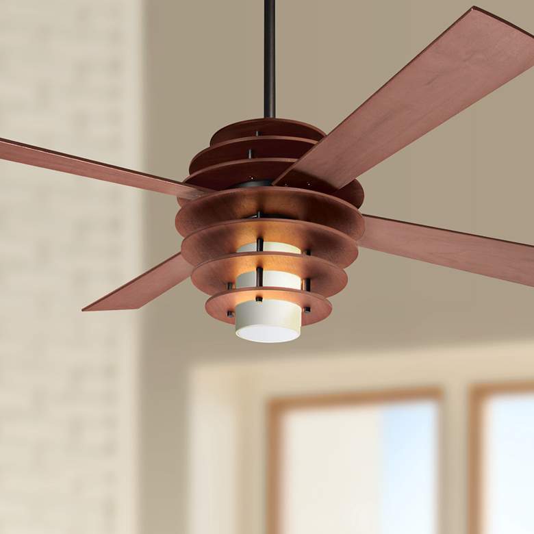 Image 1 52" Modern Fan Stella Mahogany Finish LED Ceiling Fan with Remote