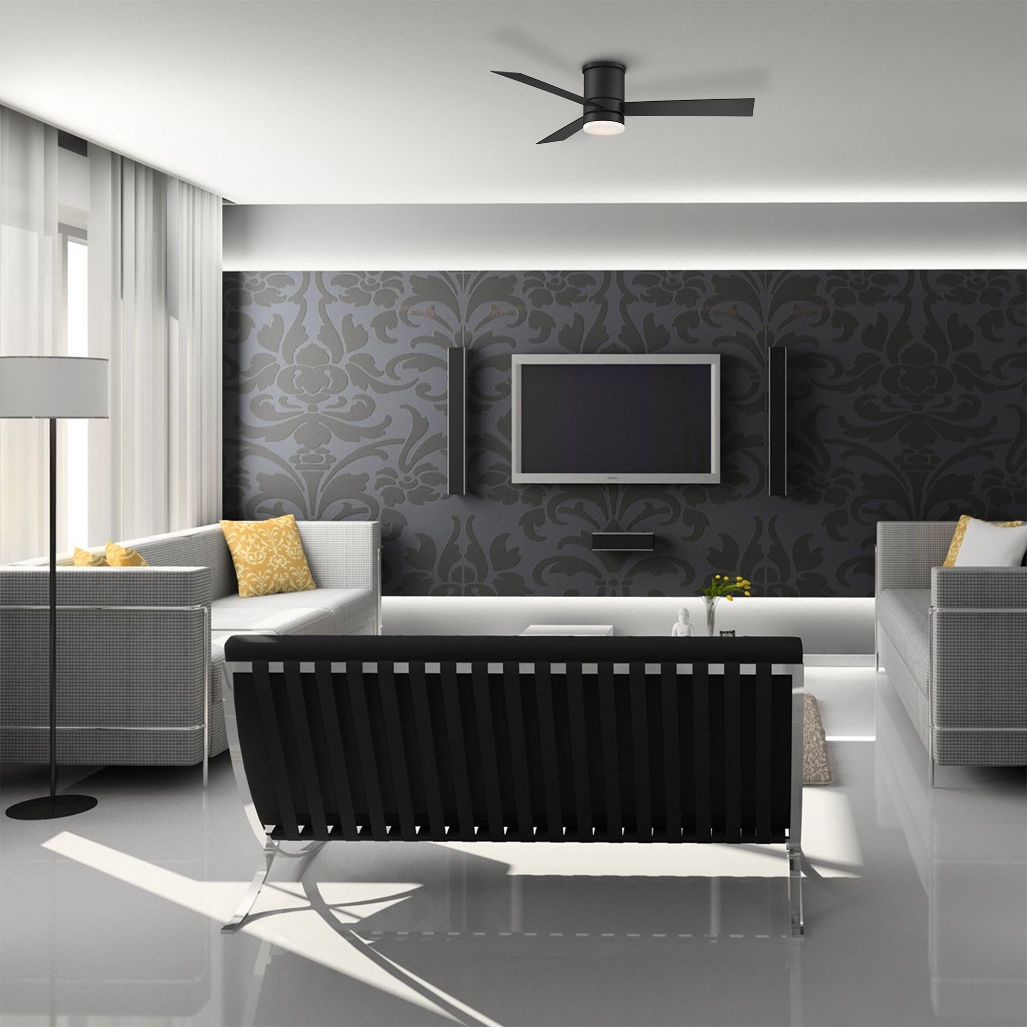 52" Modern Forms Axis Matte Black LED Smart Indoor/Outdoor Ceiling Fan