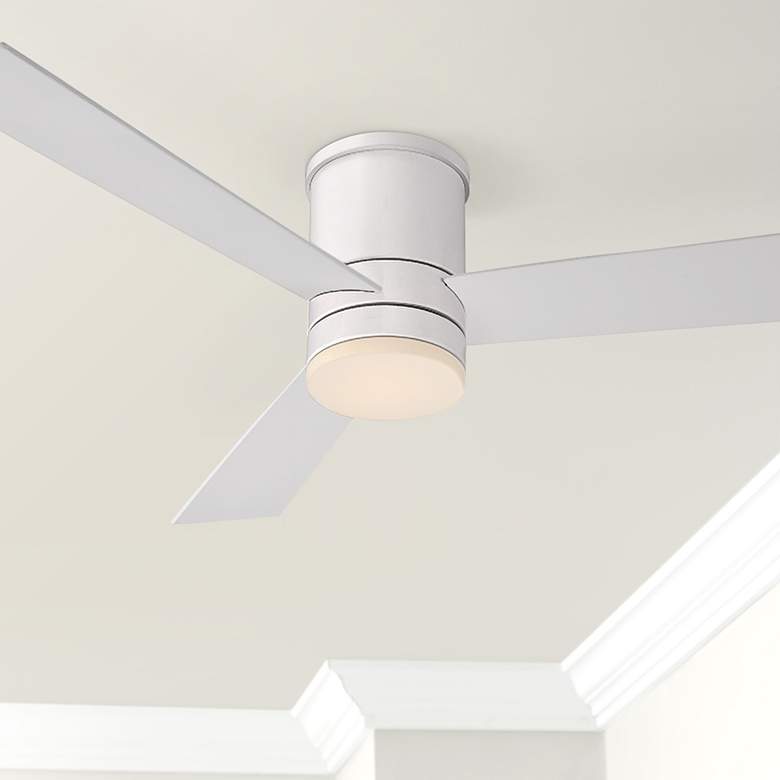 Image 1 52" Modern Forms Axis Matte White Hugger Wet LED Smart Ceiling Fan