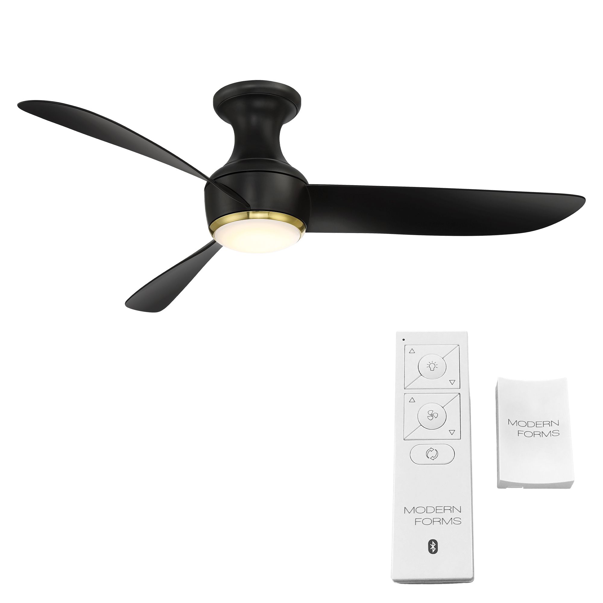 Image 2 52" Modern Forms Corona Black Brass LED Smart Hugger Fan - Made to Ord more views