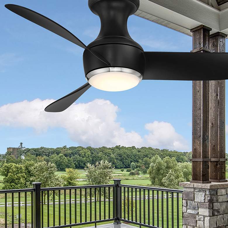 Image 1 52" Modern Forms Corona Black-Nickel 3500K LED Smart Damp Fan