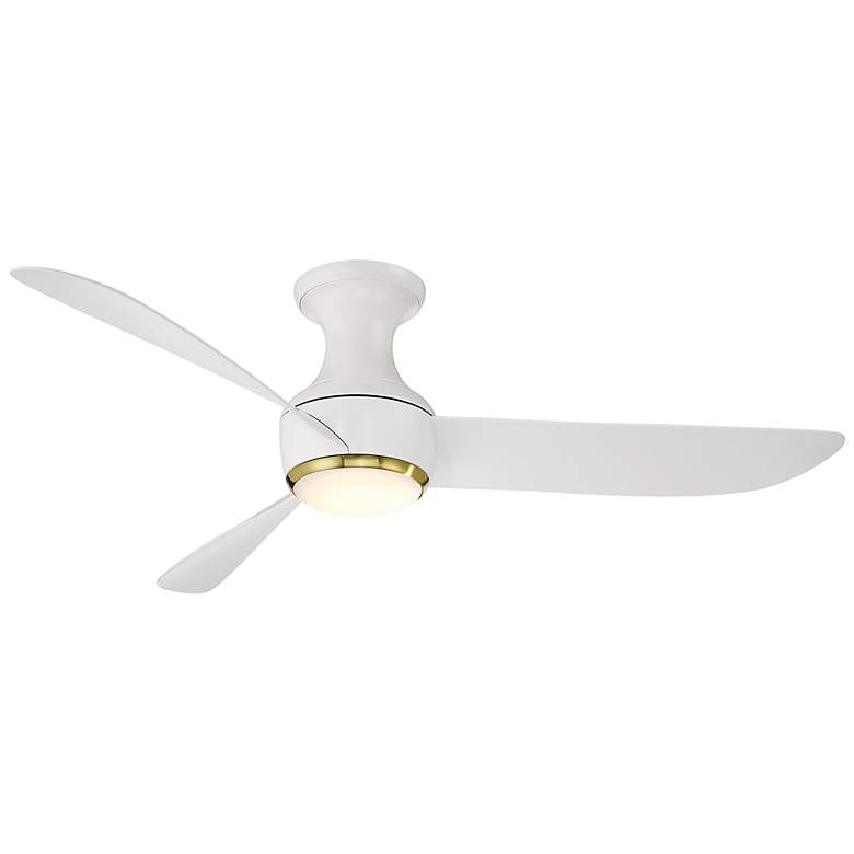 Image 2 52" Modern Forms Corona Matte White Brass LED Smart Hugger Fan