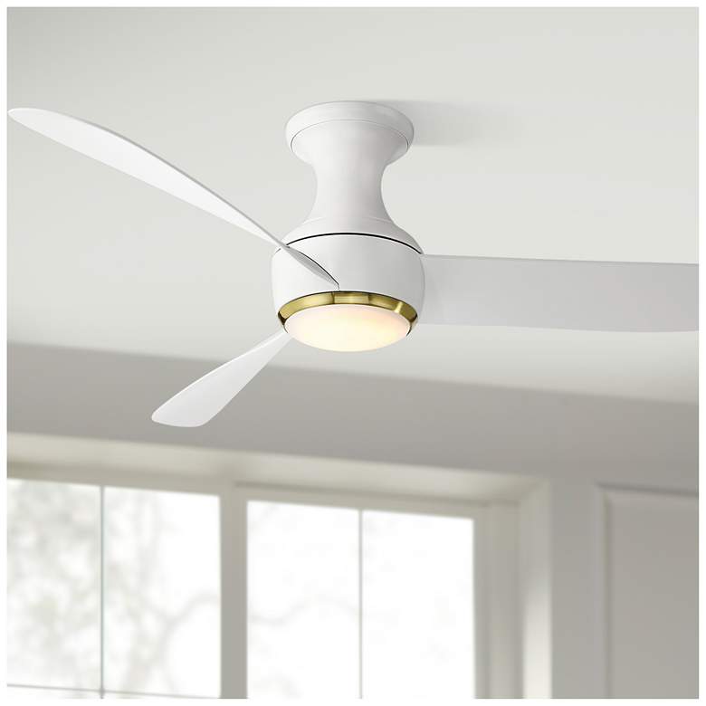 Image 1 52" Modern Forms Corona Matte White Brass LED Smart Hugger Fan