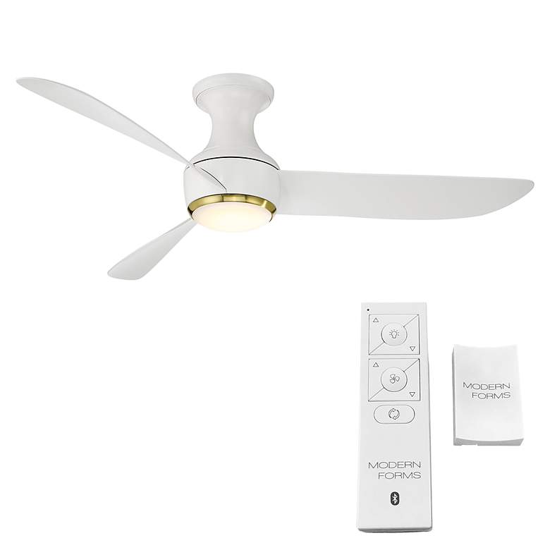 Image 6 52" Modern Forms Corona Matte White Brass LED Smart Hugger Fan more views
