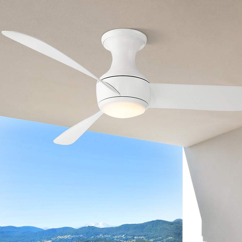 Image 1 52" Modern Forms Corona Wet Rated Matte White LED Smart Hugger Fan