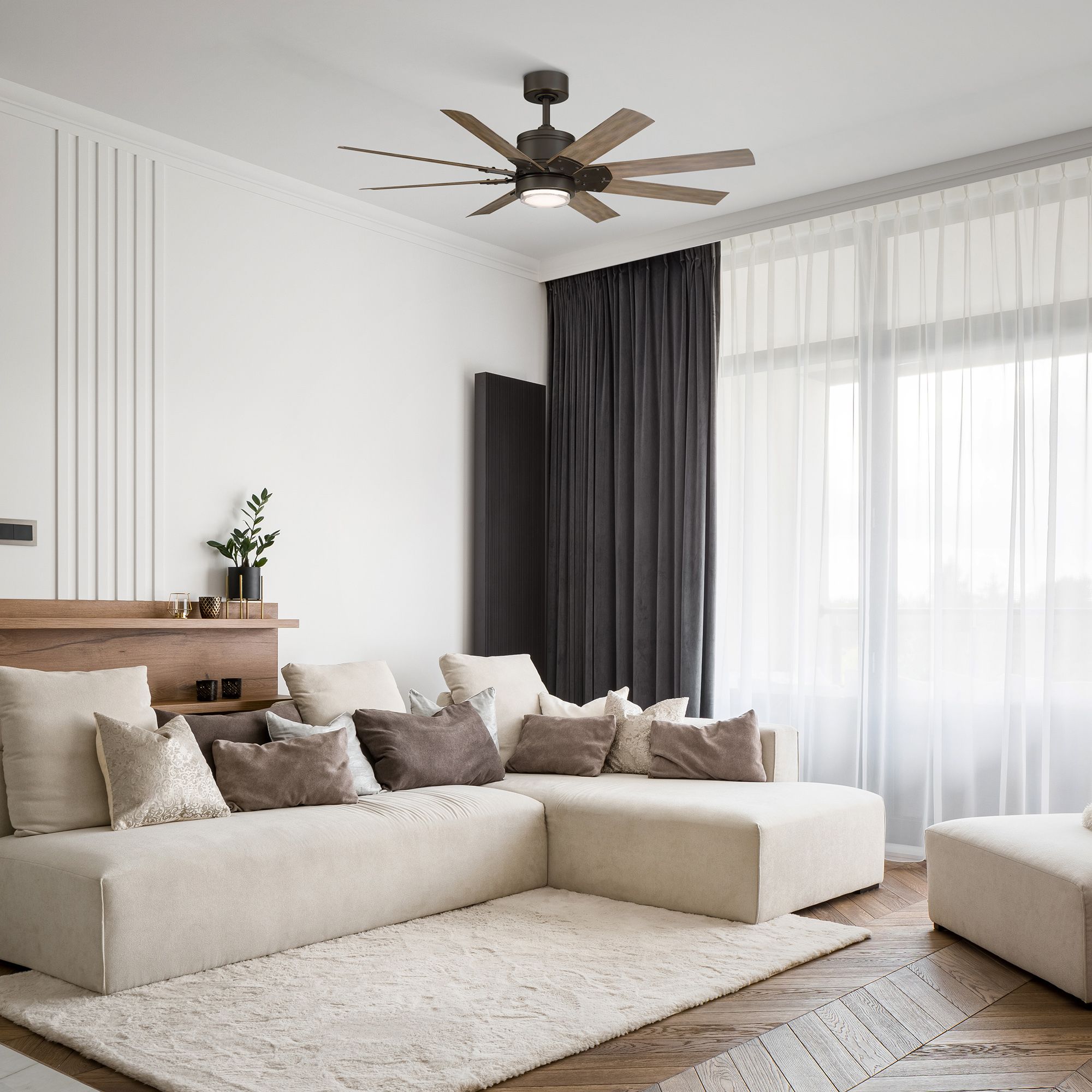 52" Modern Forms Renegade Bronze LED Smart Ceiling Fan - Made to Order in scene