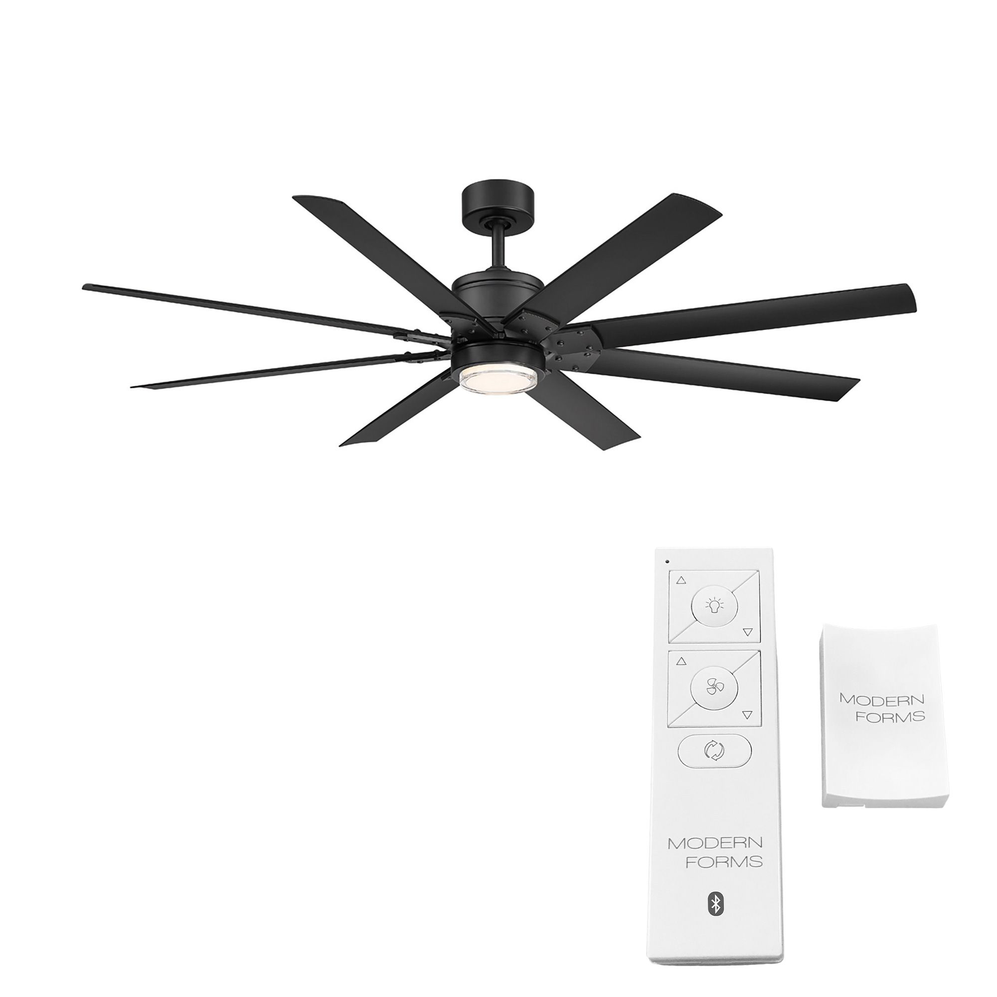 52" Modern Forms Renegade Matte Black LED Ceiling Fan in scene