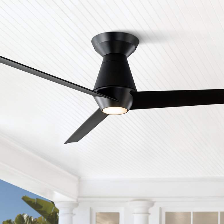 Image 1 52" Modern Forms Slim Black 3000K LED Smart Outdoor Flush Ceiling Fan