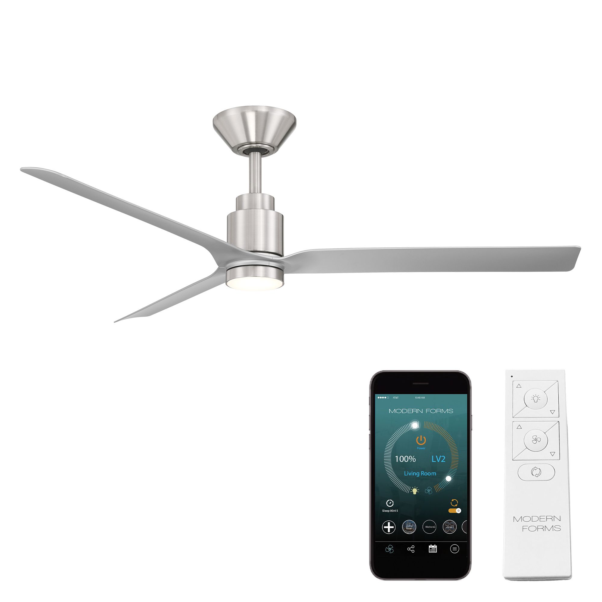 52" Modern Forms Smooth 3-Blade Smart Ceiling Fan