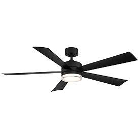 Image2 of 52" Modern Forms Wynd Matte Black Wet Location LED Smart Ceiling Fan