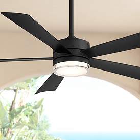 Image1 of 52" Modern Forms Wynd Matte Black Wet Location LED Smart Ceiling Fan