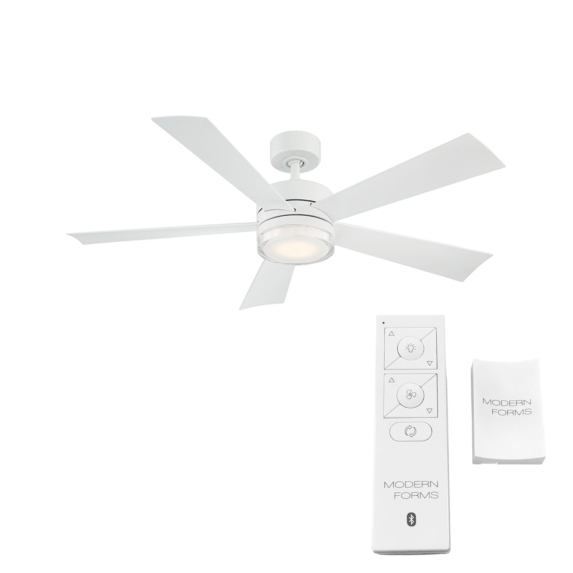 52" Modern Forms Wynd Matte White LED Wet Rated Smart Ceiling Fan