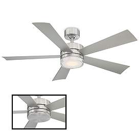 Image2 of 52" Modern Forms Wynd Stainless Steel LED Smart Ceiling Fan more views