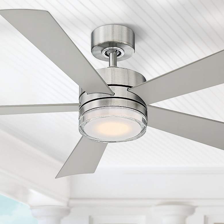 Image 1 52 inch Modern Forms Wynd Stainless Steel LED Wet Rated Smart Ceiling Fan