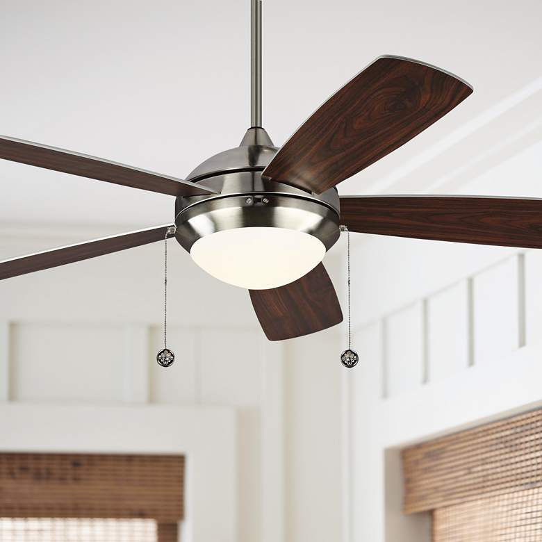 Image 1 52" Monte Carlo Discus Brushed Steel LED Ceiling Fan