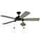 52" Monte Carlo Discus Classic Aged Pewter LED Pull Chain Ceiling Fan