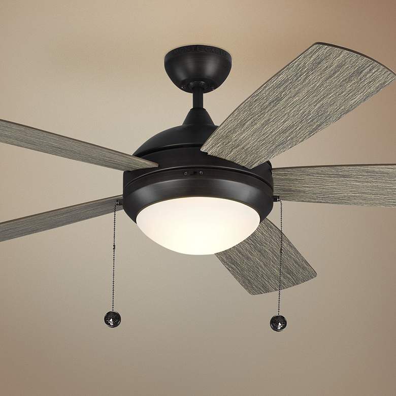 Image 1 52 inch Monte Carlo Discus Classic Aged Pewter LED Pull Chain Ceiling Fan