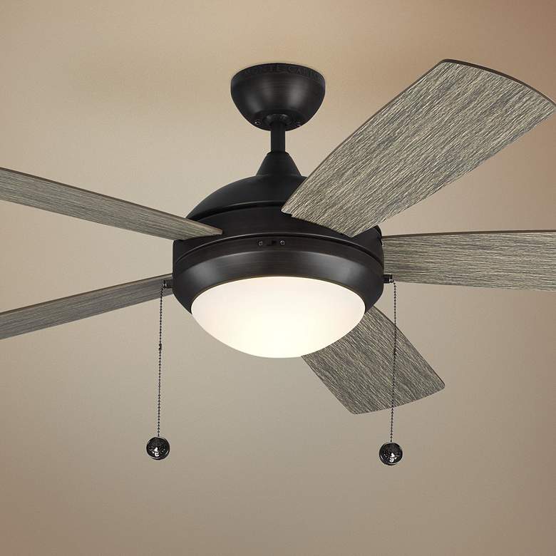 Image 1 52" Monte Carlo Discus Classic Aged Pewter LED Pull Chain Ceiling Fan