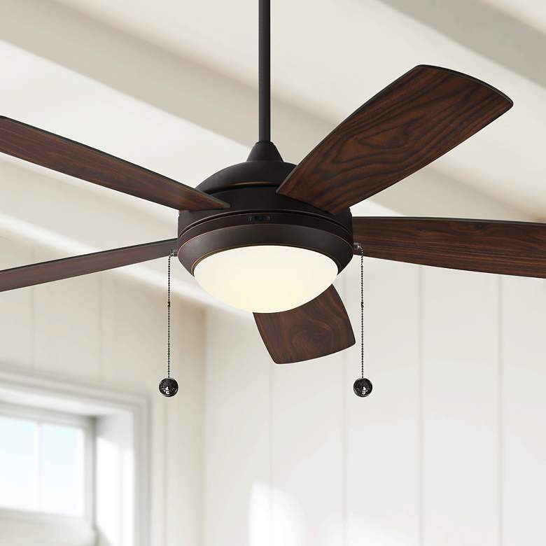 Image 1 52" Monte Carlo Discus Classic Roman Bronze LED Pull Chain Ceiling Fan
