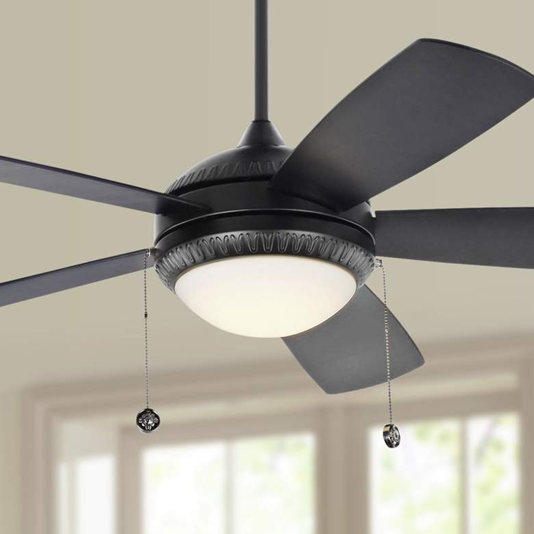 Image 1 52" Monte Carlo Discus Ornate Matte Black LED Ceiling Fan