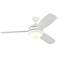 52" Monte Carlo Discus Trio Matte White Damp Rated LED Ceiling Fan