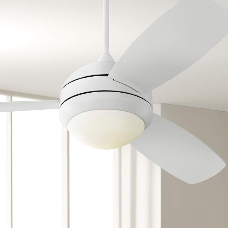 Image 1 52" Monte Carlo Discus Trio Matte White Damp Rated LED Ceiling Fan