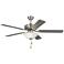 52" Monte Carlo Haven LED 2 Brushed Steel Pull Chain Ceiling Fan