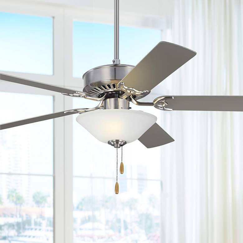 Image 1 52 inch Monte Carlo Haven LED 2 Brushed Steel Pull Chain Ceiling Fan