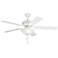 52" Monte Carlo Haven LED 2 Matte White Pull Chain Ceiling Fan