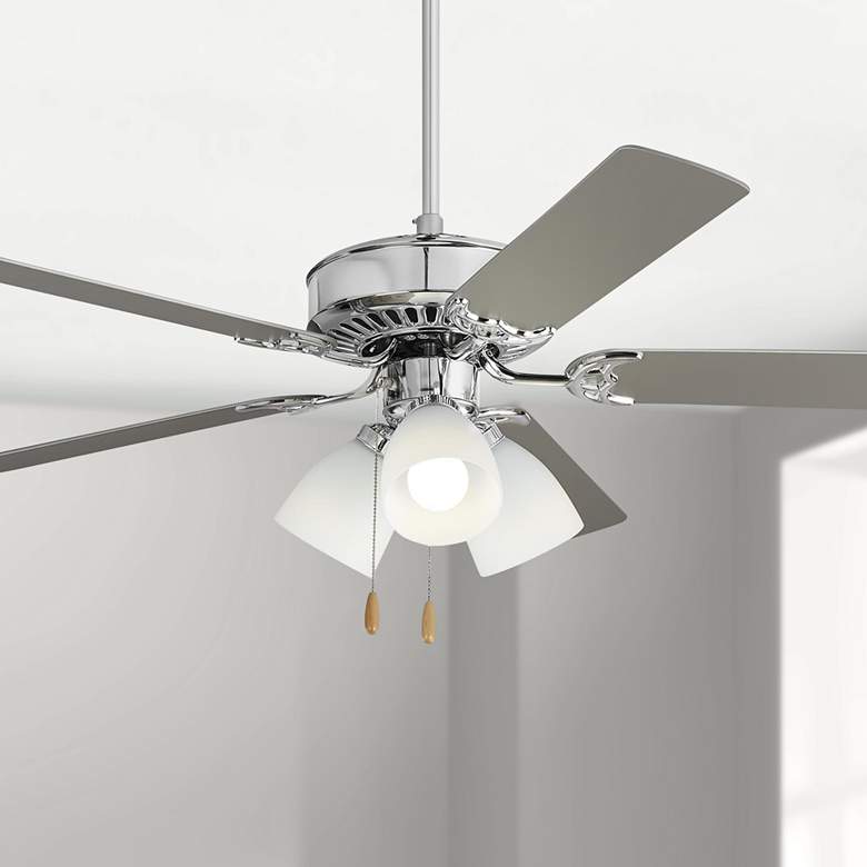 Image 1 52" Monte Carlo Haven LED 3 Chrome 3-Light Pull Chain Ceiling Fan