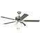 52" Monte Carlo Haven LED Brushed Steel 3-Light Pull Chain Ceiling Fan