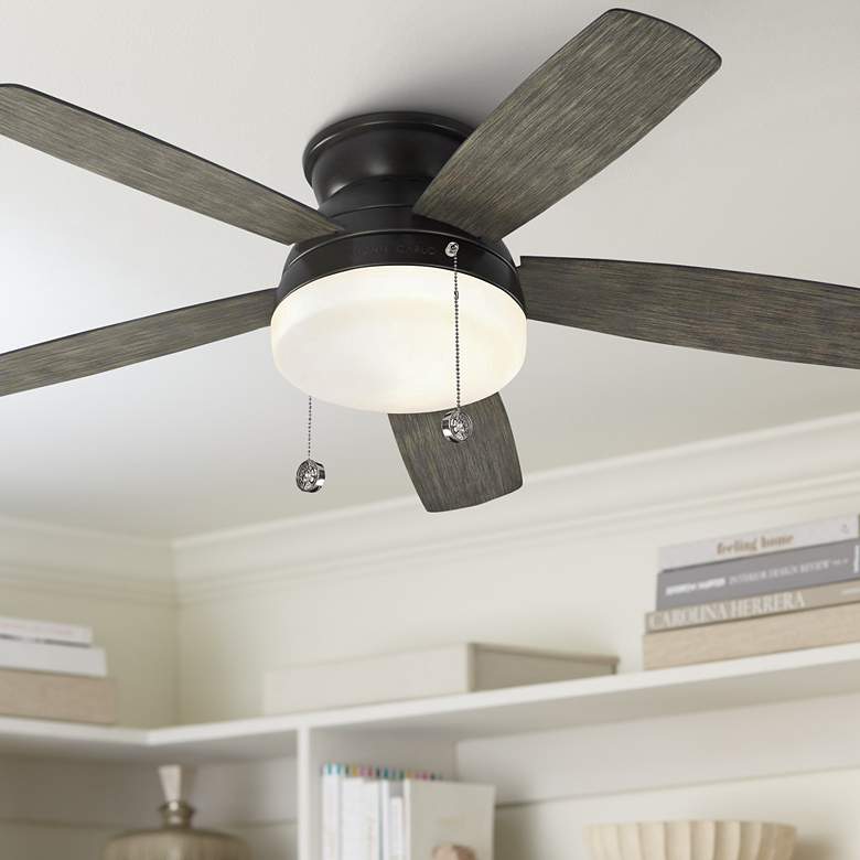 Image 1 52" Monte Carlo Traverse Aged Pewter LED Hugger Ceiling Fan