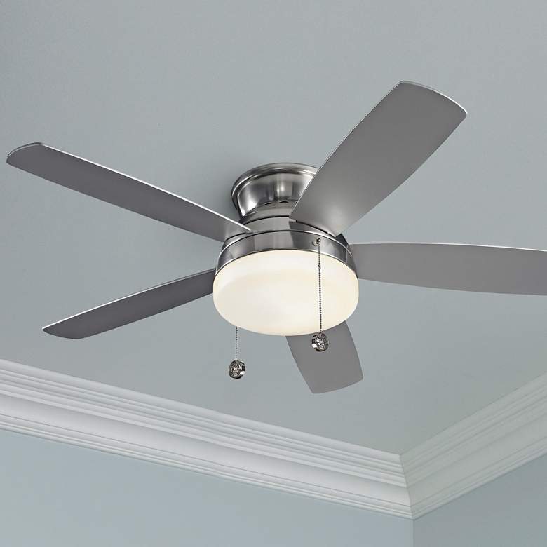 Image 1 52 inch Monte Carlo Traverse Brushed Steel LED Pull Chain Ceiling Fan