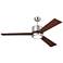 52" Monte Carlo Vision Max Brushed Steel and Teak LED Ceiling Fan